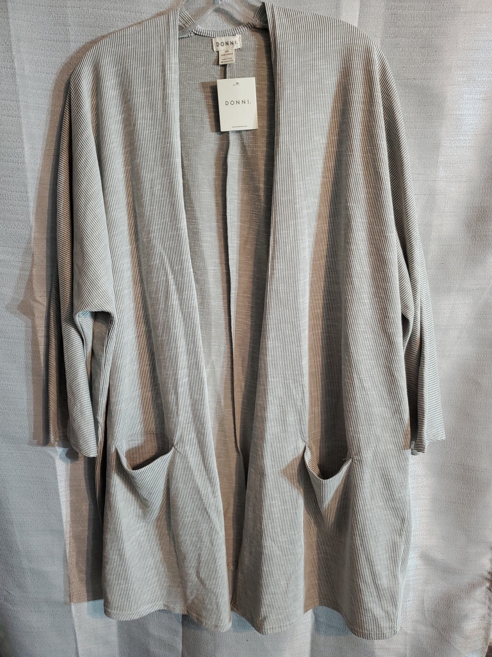 NWT Donni One Size Light Sable Brown Ribbed Open Duster Cardigan
